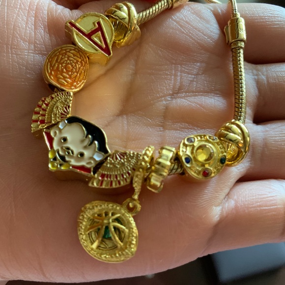 NWOT Retired Pandora Shine Sliding Bracelet Gold w/ 10 New Doctor Strange Charms - Picture 6 of 13